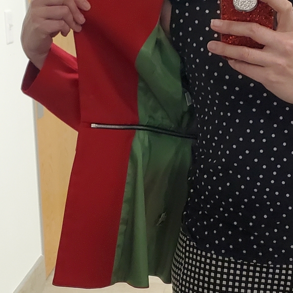 Tracy Feith Like New Red Blazer Suit Jacket Satin Lined w/Removable Peplum Sz 4 - Picture 5 of 16
